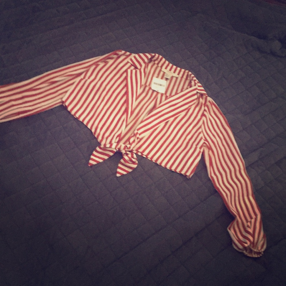 Woven  striped crop top